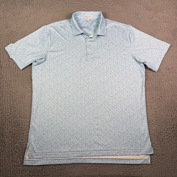 Peter Millar Summer Comfort The Lizard King Polo Shirt Mens L Blue Performance - Picture 2 of 8